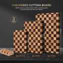 3 Packs Cutting Boards for Kitchen Checkered Cutting Board Acacia Wood Charcuterie Board Serving Heavy Duty Non Toxic Slip Butcher Block Wood Chopping Board with Juice Grooves Handles