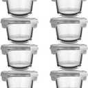 H.JSS WDJS2Cup Glass Soup Container with Airtight lids, 16oz Round Glass Food Storage Container, Round Food Bowls BPA free, Leakproof Soup Container, Dishwasher Microwave & Freezer Safe (8 Pack), Small