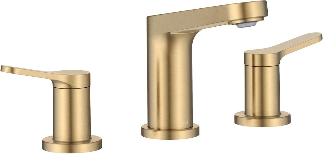 KRAUS Indy Widespread Bathroom Faucet in Spot-Free Brushed Brass with 2 Handles, Pop Up Drain and Supply Lines, FUS-14103SFBB
