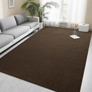 Foxmas 5x7 Area Rugs for Bedroom Living Room, Soft Thickened Memory Foam Carpet, Non-Slip Washable Indoor Modern Minimalist Shaggy Rug for Boys Girls Dorm Home Decor,Brown