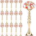 Sadnyy 16 Pcs Metal Flower Arrangements Stand Metal Wedding Centerpiece Stand Tall Table Decor Flower Vase for Wedding Reception Centerpieces Event Party Hotel Home Decor(16.9 Inch,Gold)