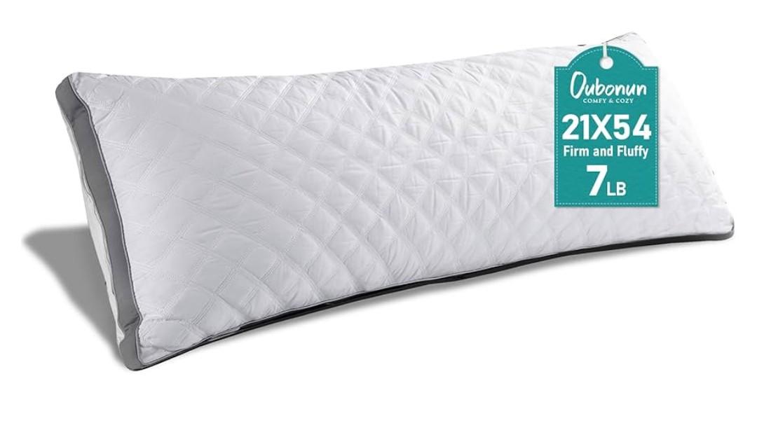 Oubonun Premium Adjustable Loft Quilted Body Pillows - Firm and Fluffy - Quality Plush - Down Alternative - Head Support Pillow - 21"x54"