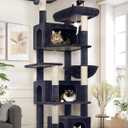 Globlazer Sturdy Cat Tree for Large Cats, 77 inch Large Cat Climbing Tower for Indoor Adult Cats, Cat Scratching Tower with 5 Scratching Posts, 3 Cat Condos, 2 Top Perches, S77, Dark Grey