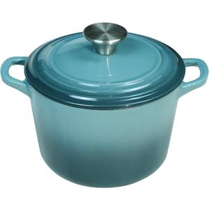 Flavehc Dutch Oven Pot with Lid 1.8 qt Cast Iron Dutch Oven for Bread Baking Slateblue Enameled Cast Iron Rice Pot with Handels