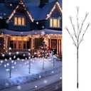 Brightown Snowflake Lights Outdoor Pathway, 4 Packs Lighted Branches Christmas Yard Decor, Small Christmas Tree with Lights, Twig Branch Light Outdoor Christmas Decorations Yard, White