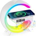 Alarm Clocks For Bedrooms White Speaker Wireless Charger Smart Light Sound Machine Smart Alarm Clocks for bedrooms Night Light Lamp Sunrise Alarm Clock Restroom Bedroom 6.14 inch(Mini-Style G63)