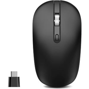 cimetech Type C Wireless Mouse, USB C Mice 2.4G Silent Cordless with Type C Receiver, Portable Computer Mouse for Laptop, Notebook, MacBook Pro Air, Windows, Linux - Ambidextrous Black