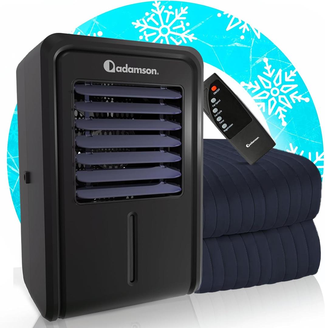 Adamson B10 Navy Blue Bed Cooling System - Twin 75 L x 39 W - New - 100% Cotton Mattress Cooling Bed Pad for Night Sweats - Water Bed Cooler Ideal for Hot Sleepers - 5-Year Assurance