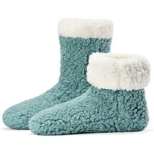 cosyone1997 Women's Fuzzy Slipper Socks with Non-slip Grippers, Cozy & Unique Gifts (Aqua)
