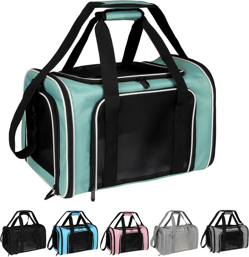 Cat, Dog Carrier for Small Medium Pet Carriers Up to 15Lbs, Cats Carrier Soft- Sided Puppy Dogs Bag Portable Foldable Airline Approved Carrier Travel (Green 18 x 11 x 11)