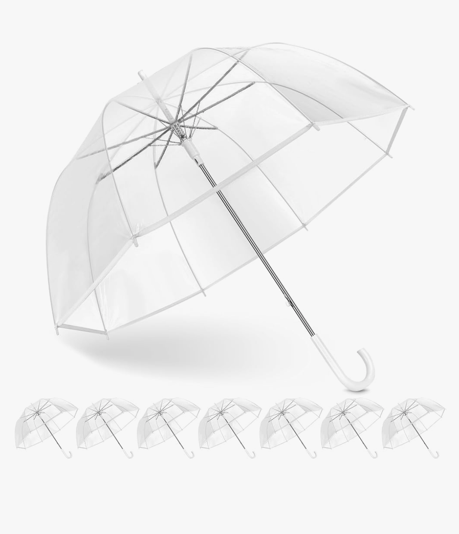 8 Pack Clear Bubble Umbrella Wedding, High-Visibility Transparent Rain Umbrellas Bulk, Windproof Large Clear Umbrella, Firm and Durable, Dome Umbrellas for Wedding Bride Groom Photography Golf Outdoor