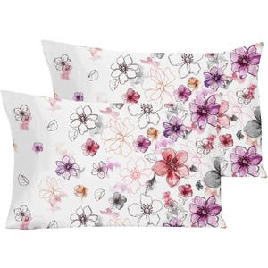 YIYEA Standard Pillow Cases Set of 2, Ultra Soft Double Brushed Microfiber Pillowcases Standard, Floral Bed Pillow Covers, Fade Resistant, Easy Slip-On (20"x26")