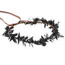 Handmade Black Flower Crown - Adjustable Black Floral Headband Renaissance Hair Accessories Elf Headpiece Boho Garland for Women Girls Renaissance Festival Photography Props (Black frost fruit)