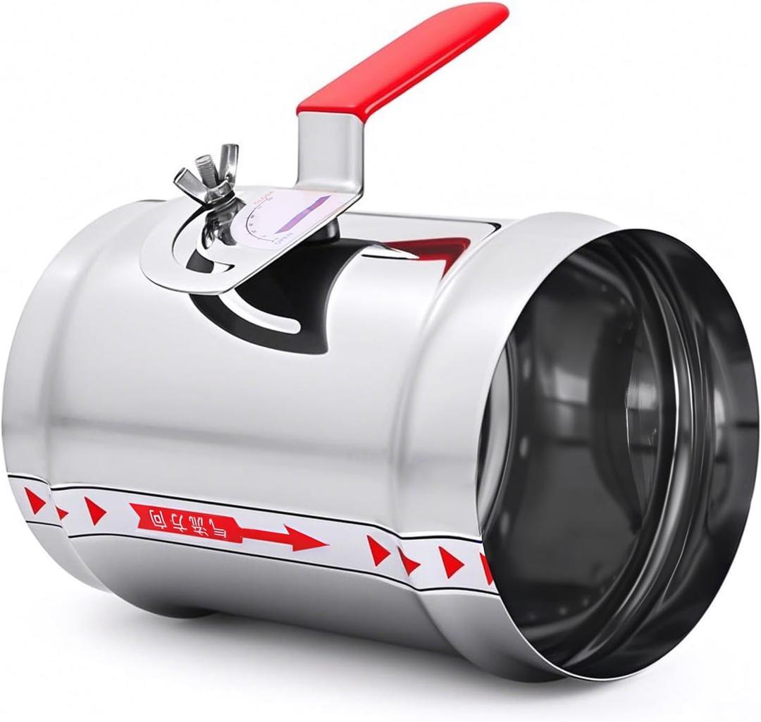 6" HVAC Duct Manual Volume Backdraft Damper, Stainless Steel Adjustment Handle, Airflow Control Valve for HVAC Ventilation System
