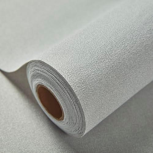 QYSUMIAO Fabric Grasscloth Texture Self-Adhesive Wallpaper Linen Peel and Stick Wallpaper Easy to Apply Removable Easy to Clean for Bedroom Livingroom Cabinet 16.5inx236.2in -Gray
