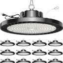 12 Pack UFO LED High Bay Light, 150W 5000K Daylight, 22500LM (Eqv. 800W MH/HPS), Commercial High Bay LED Shop Lights with US Plug for Garage Workshop Warehouse Barn, Plug&Play