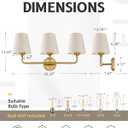 AUTELO Gold Vanity Light, Lights for Vanity with Fabric Linen Shade, 3-Light Wall Sconce, Lighting Fixtures Over Mirror for Bathroom Bedroom, W2664-3 BG