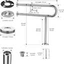 Toilet Grab Bar with Leg 31.5x28 Inch, ZUEXT Chrome Knurled Toilet Support Bar with Toilet Paper Holder,Stainless Steel Wall & Floor Mounted Bathroom Support Rail for Seniors Elderly Disabled Pregnant