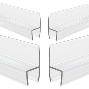 4-Pack Frameless Shower Door Side Seal Strip Shower Door Bottom Sweep Seal for 1/2 Inch Thick Glass, Vertical H-Type Glass Door Seal Stop Leaks. (4-Pack x 45" Length)