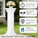 Karida 2 Pcs Roman Wedding Columns – 34.6" Tall Heavy Duty Plastic Greek Pillars, 110 lbs Load Capacity, Tool-Free Assembly, White Decorative Pedestal Stands for Ceremony Flowers, Plants, Balloons, Indoor/Outdoor Events（Square）