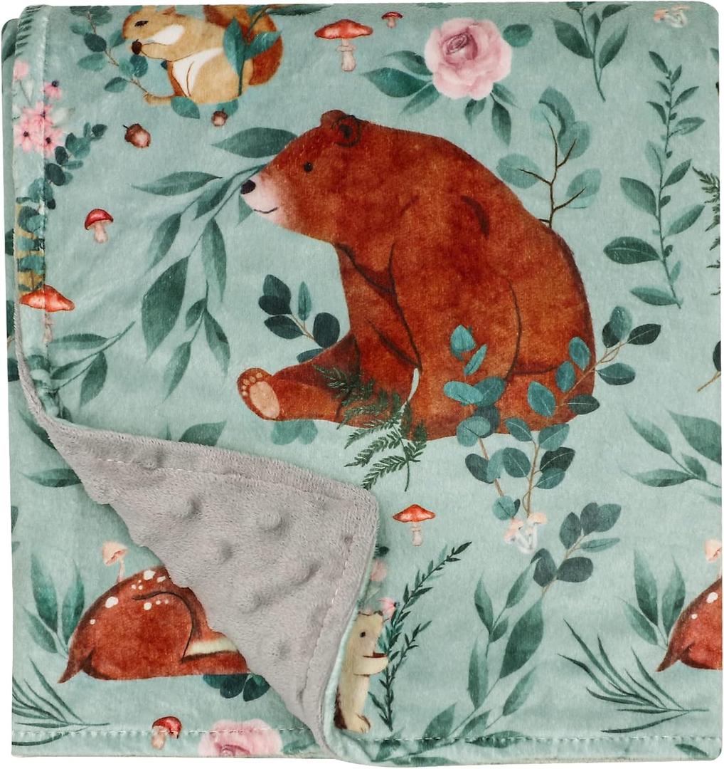 Baby Blankets for Boys Girls Fleece Blanket with Dotted Backing Super Soft Throw Blanket 30 x 40 Inches Woodland Animals