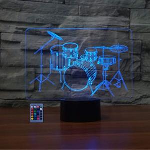 Creative 3D Drum Kit Night Light USB Powered Touch Switch Remote Control LED Decor 3D Lamp 7/16 Colors Changing Brithday Home Room Decoration