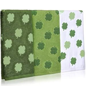 CroBlissful 3 Pieces Highland Cow Hand Towels for Bathroom 3D Embroidered Farmhouse Absorbent Hand Towels 100% Cotton Bathroom Decor for Kitchen, 29. 5 x 13. 7 Inch(Green, Shamrock)