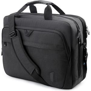BAGSMART 18 Inch Laptop Bag, Expandable Briefcase, Computer Bag Men Women, Laptop Shoulder Bag, Work Bag Business Travel Office - Black