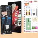 OLED for Samsung Galaxy S21 Ultra 5G LCD Screen Replacement for Samsung S21 Ultra Touch Digitizer Screen Display Assembly with Frame Toolkits G998U G998B/DS Black