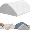 Knee Wedge Pillow for Back Sleeping, Leg Elevation for Post Surgery Recovery, 8" Triangle Leg Pillow with Removable Cover for Knee Support, Hip Back Pain Relief,Enhance Circulation, Gray