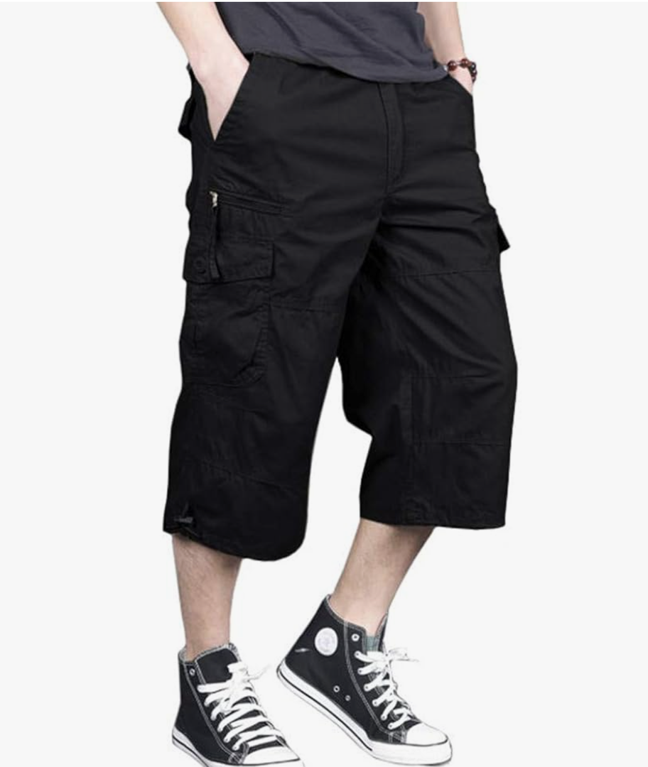 MAGNIVIT Men's Capri Long Elastic Cargo Shorts Below Knee Shorts 3/4 Cotton Cargo Casual Shorts with Multi-Pockets, Grey, 38 MAGNIVIT Men's Capri Long Elastic Cargo Shorts Below Knee Shorts 3/4 Cotton Cargo Casual Shorts with Multi-Pockets, Grey, 38
