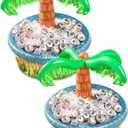 Sloosh 2-Pack Inflatable Palm Tree Cooler - 28" Inflatable Drink Cooler Luau Hawaiian Party Decoration for Tropical Theme Party Decor, Blow Up Birthday Summer Fun Beach Pool Party Supplies Accessories