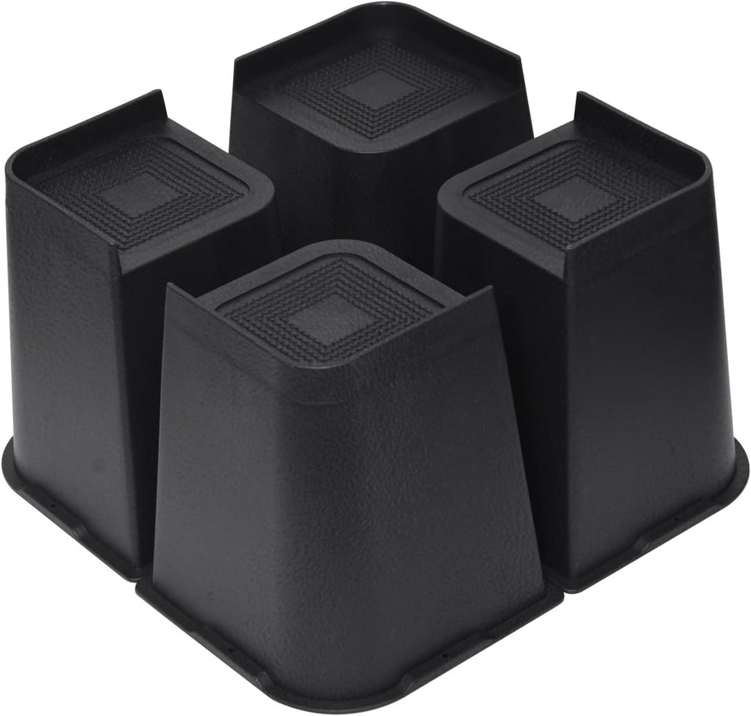 Bed Risers 8 inch Heavy Duty Furniture Risers, Up to 6000 Lbs L Shaped Design Bed Lifts Blocks for Couch Desk Sofa Table (Black, 8 Inch 4 Pack)