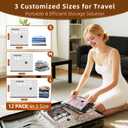 12 Pack Vacuum Bags for Travel with Rechargeable Air Pump & LED Light,Vacuum Travel Bags,Vacuum Storage Bags(4L+4M+4S),80% Space Saver Vacuum Seal Bags for Blankets,Comforters,Luggage
