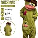 Big Mouth Monster Onesie for Adults, Funny Green Plush Fleece Pajamas — Halloween Cosplay Costume, Cozy Loungewear (Green, Extra Large)