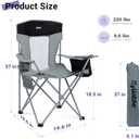 Byliable Camping Chairs Portable Folding Outdoor Lawn Chair, Gray Black, Large