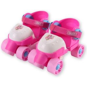 My First Skates - Adjustable Easy Training Inline Roller Skate, Quad-Style 4-Wheel Skates for Beginners, Kids, Toddlers, and Children (Pink)