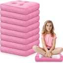 Fumete 8 Pcs Square Floor Pillows for Kids and Adult 16''x16'' Flexible Seating Floor Cushion for Classroom Multicolor Meditation Cushions for Home Daycare Preschool Yoga Meditation (Pink)