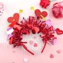 2 x Valentines Day Headband for Kids Hearts Red Headbands for Girls Pink Glitter Cupid Costume for Women Valentine Decoration(Big)