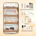 Poyetiz Toiletry Bag for Women, Travel Makeup Bag,Portable 4-in-1 Foldable Cosmetic Bag Detachable Pouches (Brown)