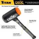 Titan DBX 63649 45oz Dead Blow Hammer with Interchangeable Polyurethane & Steel Striking Faces, Rebound Resistant, 15" Shock Absorbing Fiberglass Handle with Textured Grip