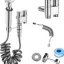 Handheld Bidet Sprayer for Toilet,1-In-2-Out Dual Control Valve,Mini Toilet Faucet Sprayer Kit Butt Washer,Hand Shower Bidet Attachment for Washing Machine and Toilet (Silver)