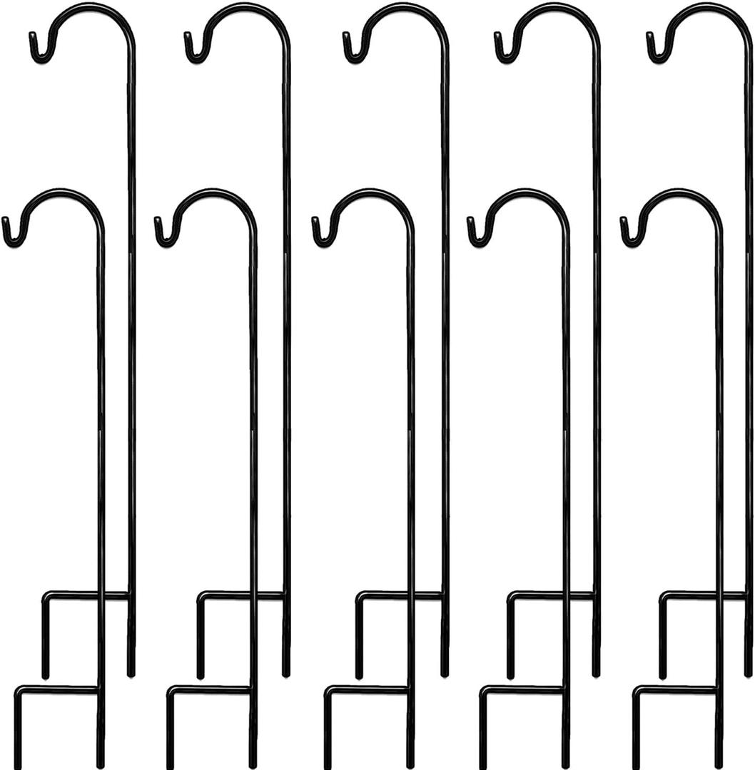 Ashman Black Shepherd Hook 48 Inch (7Pack), 10MM Thick, Super Strong, Rust Resistant Steel Hook Ideal for Use at Weddings,Hanging Plant Baskets, Solar Lights, Lanterns, Bird Feeders.