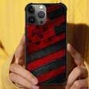 DJSOK iPhone 15 Pro Max Case, Black red Wood Grain American Flag, Bumper, TPU, Anti-Scratch, Reinforced Corners, for Men & Women