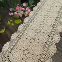 Cotton Handmade Crochet lace Table Runners Rectangular Tablecloth Doilies Doily Table Dresser Scarf Decor, 15x47 inch, Beige
