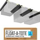 Maplefield Float-A-Tote Garage Overhead Storage Racks - 3 Pack (6 Rails) - Adjustable Ceiling Racks for Tote Bins - Supports 40 Lbs - Easy Installation
