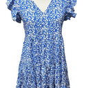 Blue & White Cheetah Ruffle 100% Cotton Sleeveless Dress  M