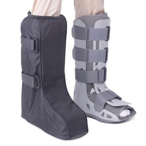 Walking Boot Cover for Medical Brace Orthopedic Fracture Cast with Integrative Slip-Resistant Rubber Sole (Black, Tall, X-Small)