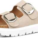 Platform Sandals for Women Wedge Chunky Sandal Womens Leather Sandals with Adjustable Buckle Straps and Memory Foam Insole, 240