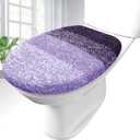 OLANLY Soft Microfiber Bathroom Toilet Lid Cover, Machine Washable Covers, 17.5x15, Stays in Place Rubber Backing, Fits Most Round, Elongated and Oblong Lids, Accessories Decor, Violet